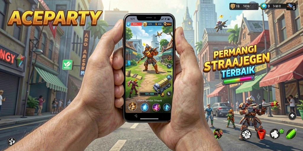 Tampilan gameplay menakjubkan dari ACEPARTY dengan pertempuran strategis.