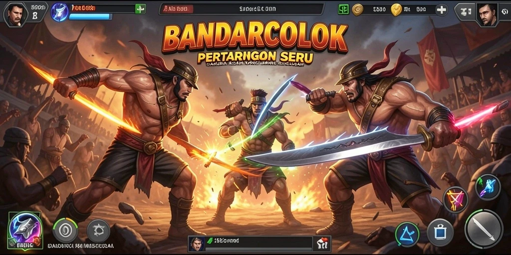Screenshot gameplay BANDARCOLOK menampilkan aksi pertarungan yang intens.