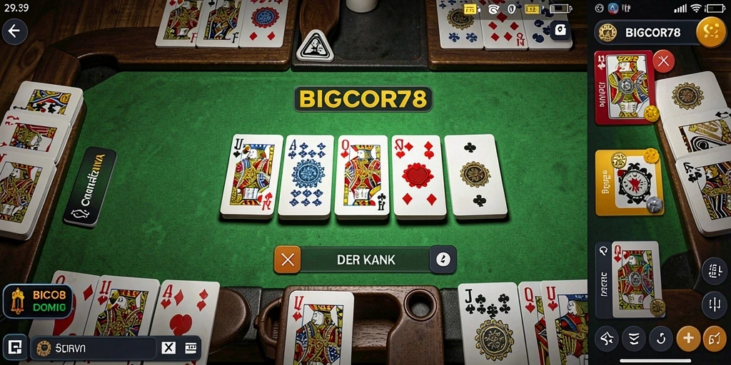Tampilan gameplay seru dari BIGCOR78 yang menampilkan permainan Domino.