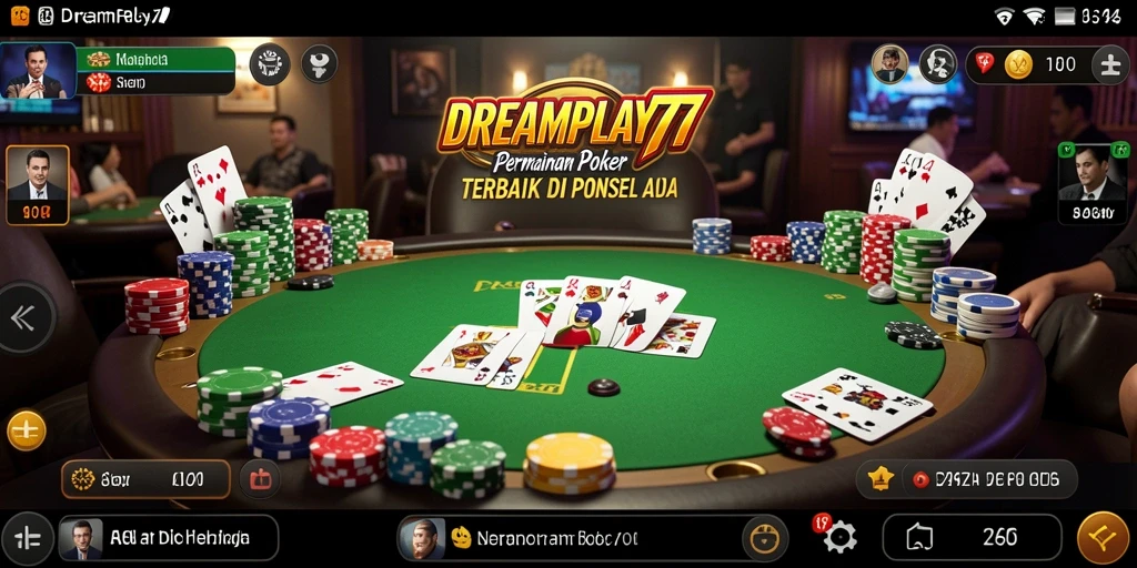 Screenshot utama DREAMPLAY77 menampilkan momen seru di permainan Poker.