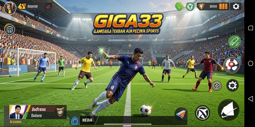 Tampilan utama GIGA33 yang menarik dengan aksi olahraga seru.