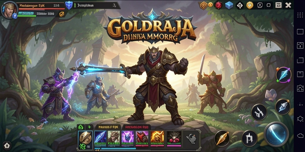 Gameplay epik di GOLDRAJA menunjukkan pertarungan seru dalam dunia MMORPG.