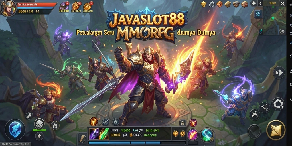 Menampilkan aksi seru dalam gameplay MMORPG JAVASLOT88.