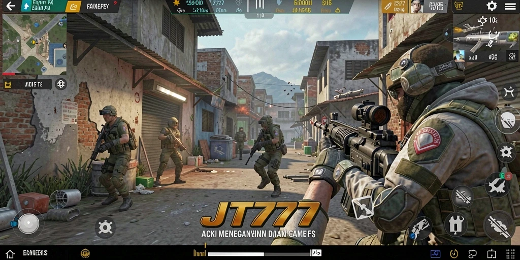 Tampilkan aksi seru dalam gameplay JT777 FPS.