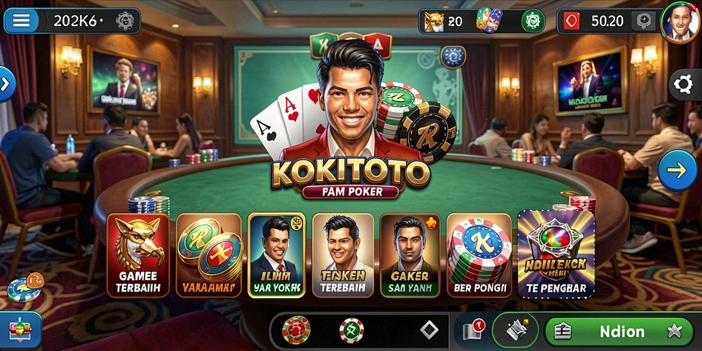 Gameplay KOKITOTO yang mendebarkan dengan pemain poker lainnya.