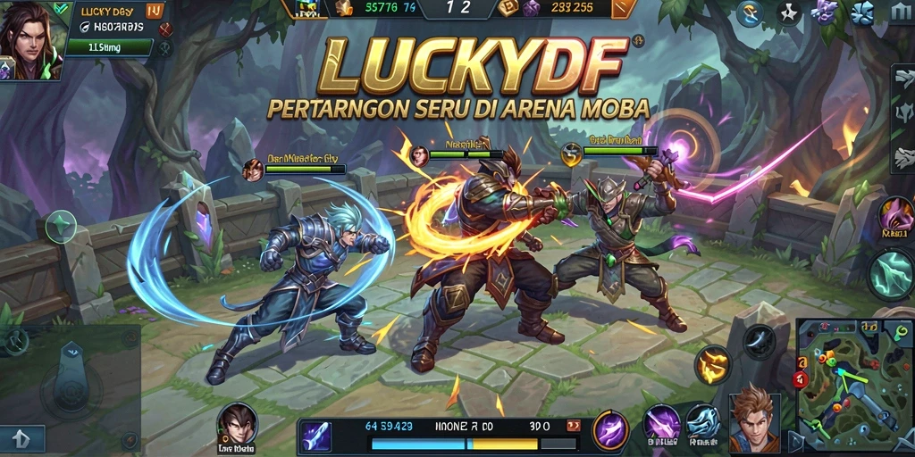 Tampilan gameplay seru di arena pertarungan LUCKYDF.