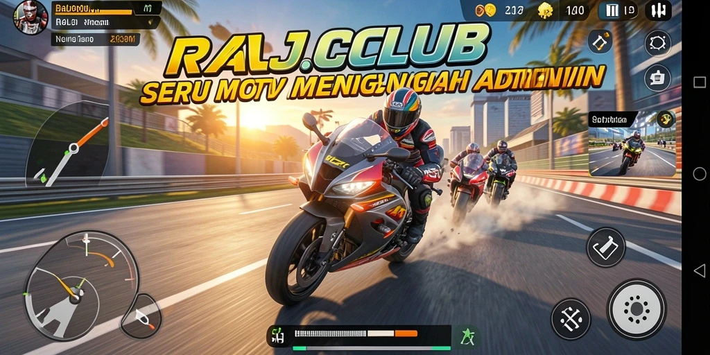 Gameplay mendebarkan dengan balapan motor yang seru.