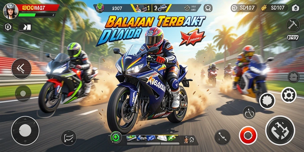 Tampilan gameplay balapan motor yang mendebarkan dan realistis