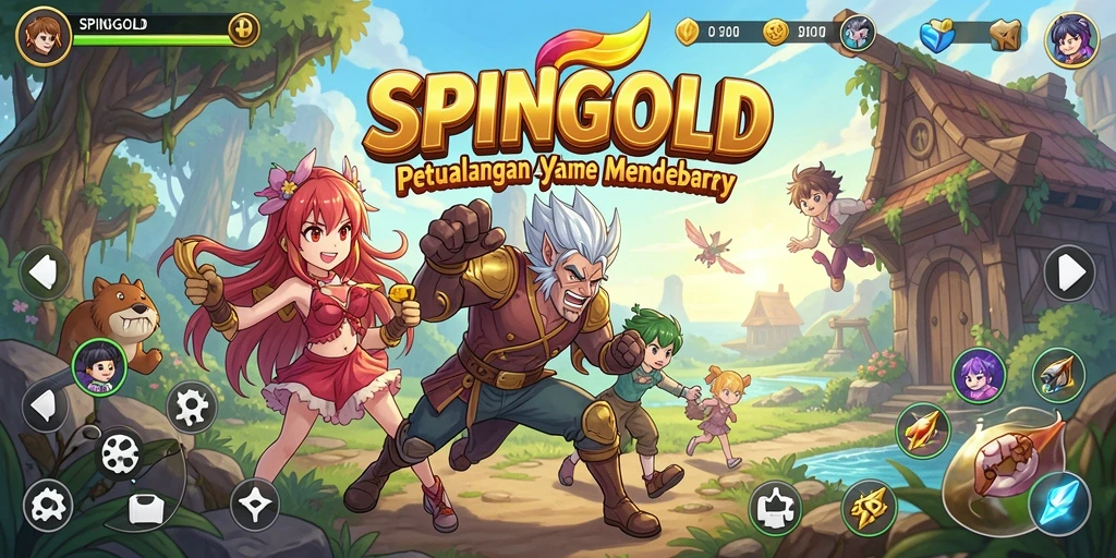 Tangkapan layar gameplay menarik dari SPINGOLD dengan karakter Anime.