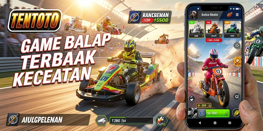 Screenshot gameplay TENTOTO yang menampilkan aksi balapan seru.