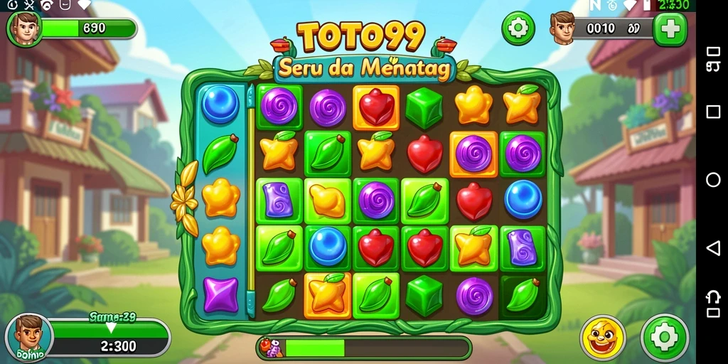 Tampilan seru gameplay TOTO99, penuh warna dan tantangan Match-3.