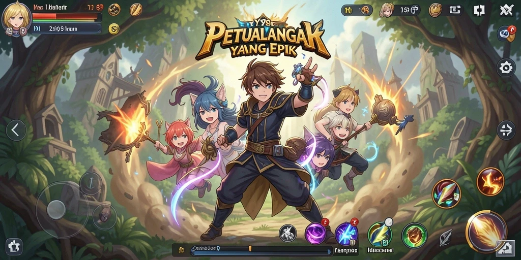 Tampilan gameplay Y89 dengan karakter anime yang beraksi.